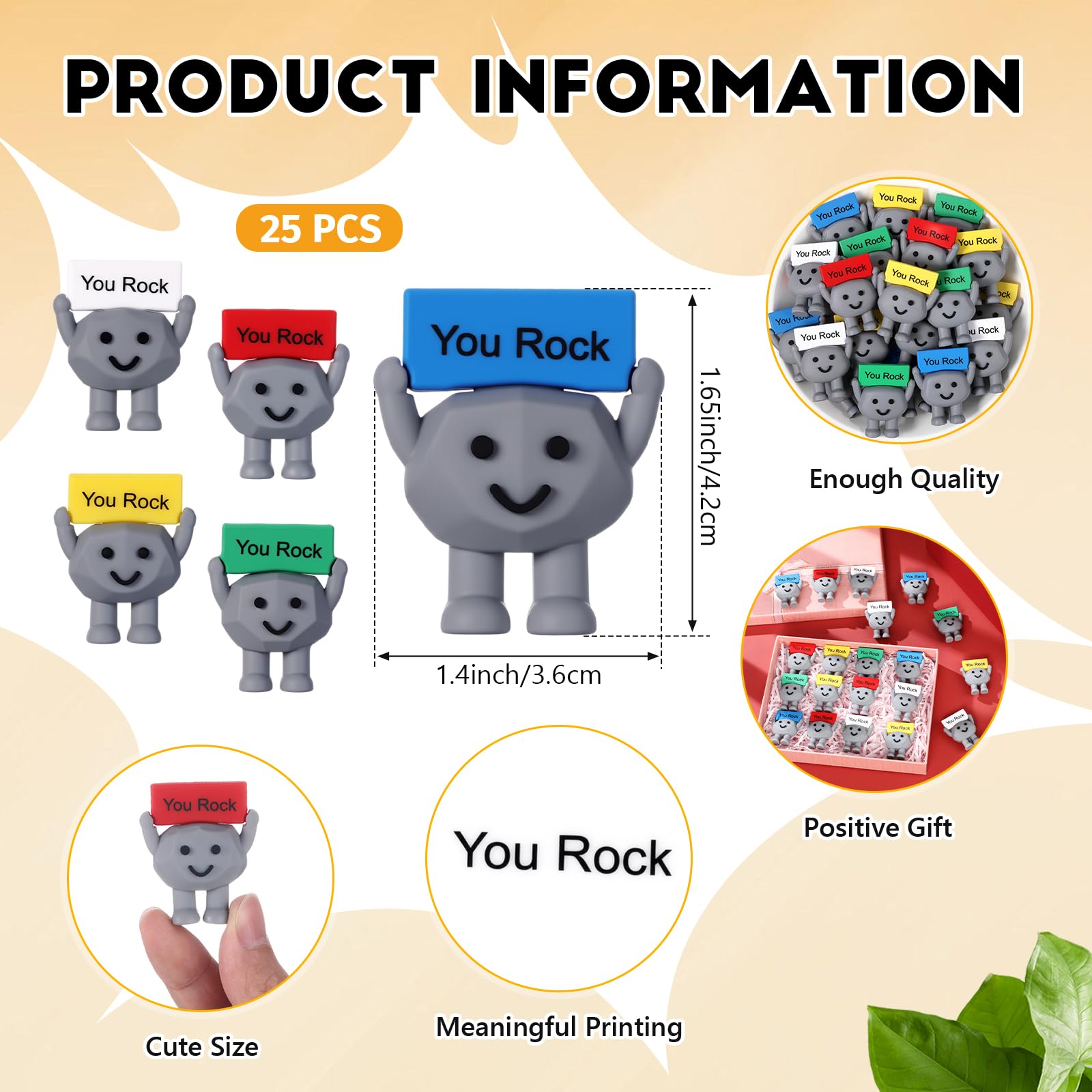 Gejoy You Rock stone-look close-up highlights compact size and tactile, non-fading rubber surface