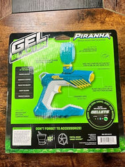 Gel Blaster Piranha poolside play setup with safety glasses.