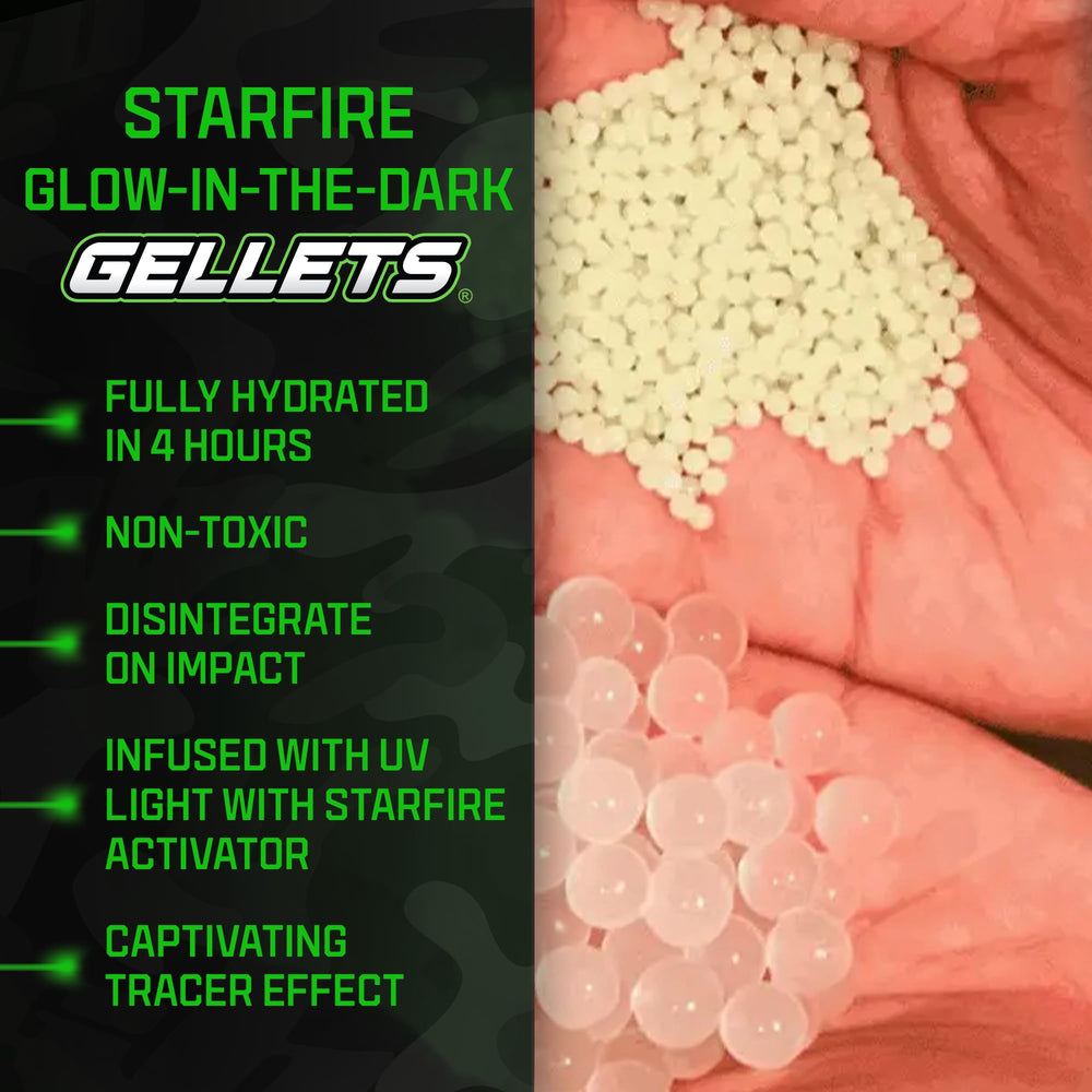 Starfire XL 1000-gellet hopper delivers long-lasting ammo for continuous battles.