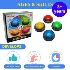 Gelabur durable portable buzzers for travel between classrooms.