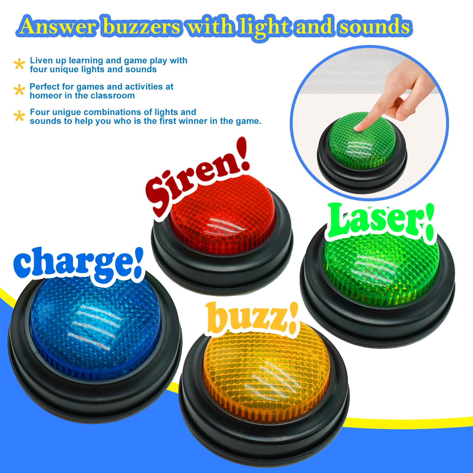 Gelabur Buzzers yellow lights engage students during interactive lessons