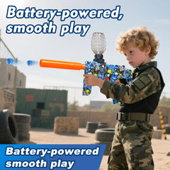 GELGLOCK Gel Ball Blaster shows sniper-style design for precise shots.
