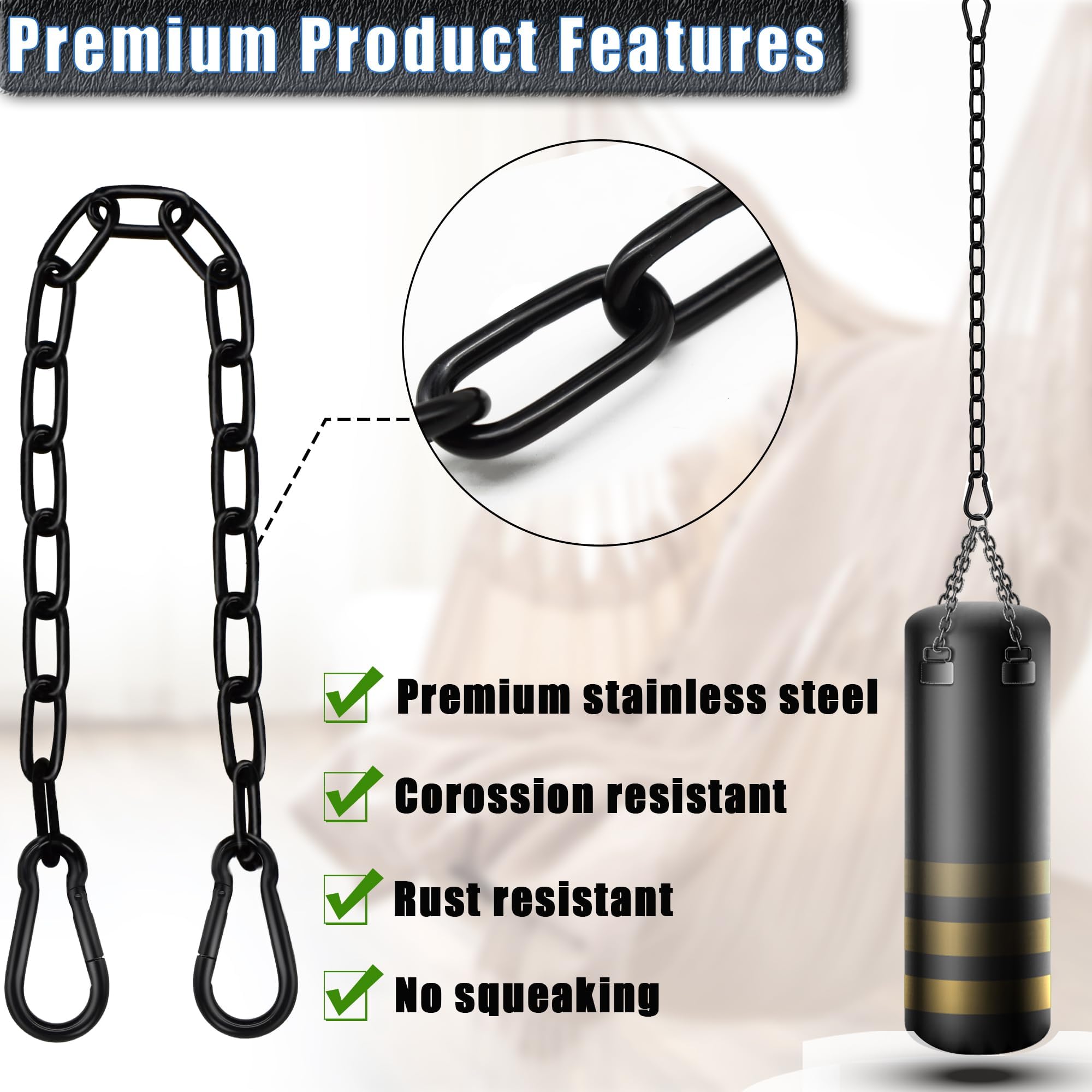 Gelury 660lb load capacity chain suitable for indoor or outdoor use.