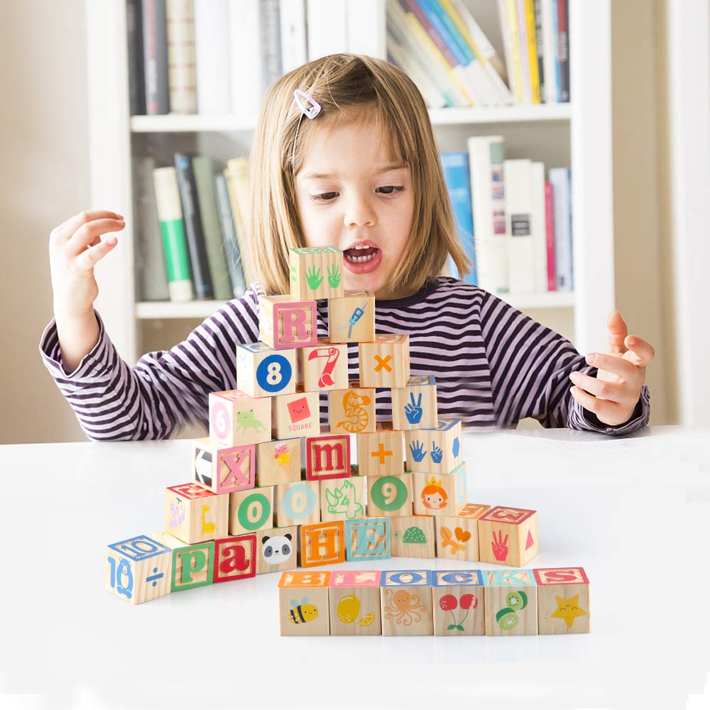 Gemileo blocks close-up showing uppercase and lowercase letters for recognition.