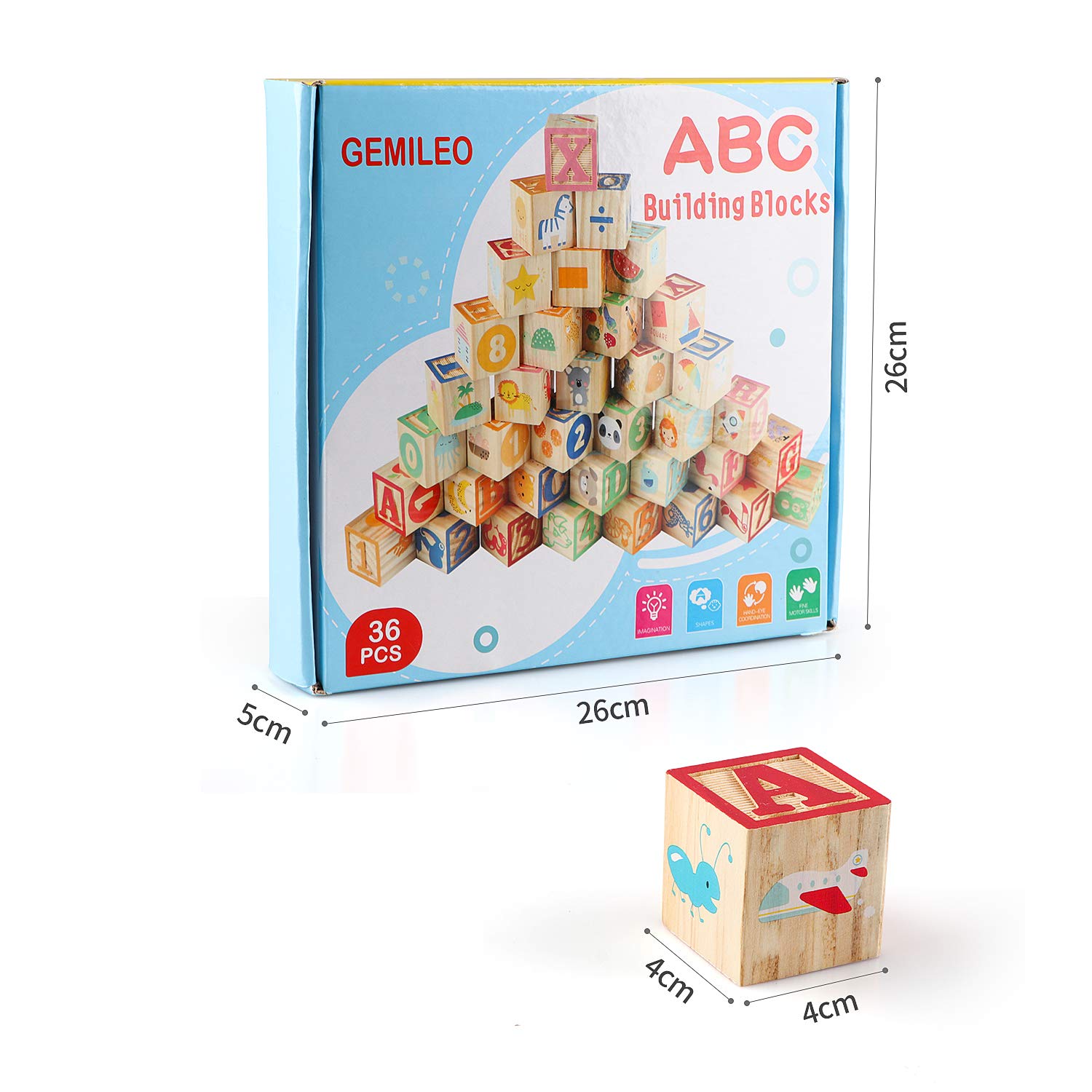 Gemileo 1.7-inch blocks with sanded edges for small hands.