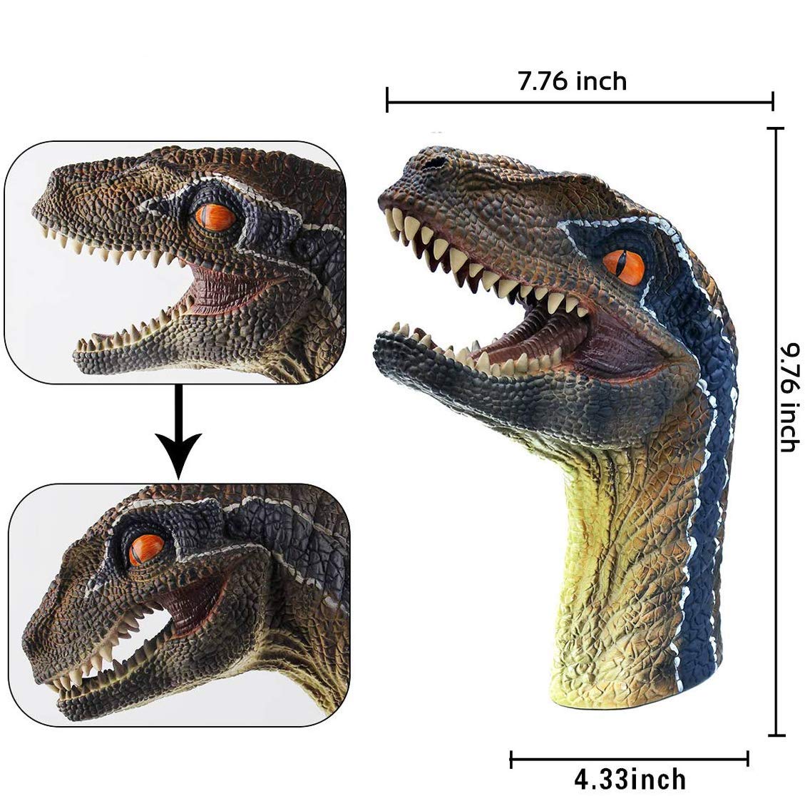 Gemini&Genius dinosaur hand puppets duo in hand for interactive storytelling