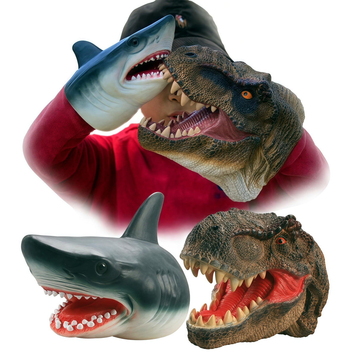 Gemini&Genius Tyrannosaurus puppet head with lifelike details for imaginative play