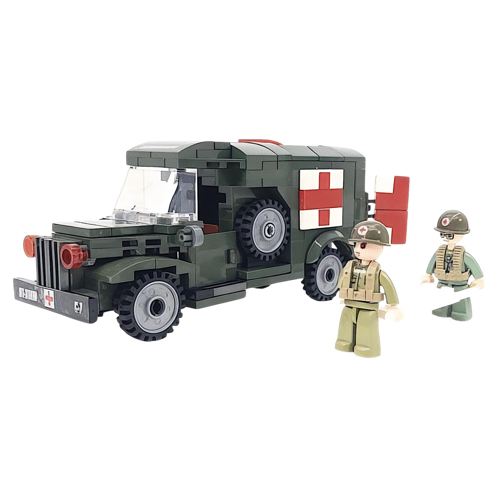 General Jim's WW2 ambulance diorama-ready brick model for collections