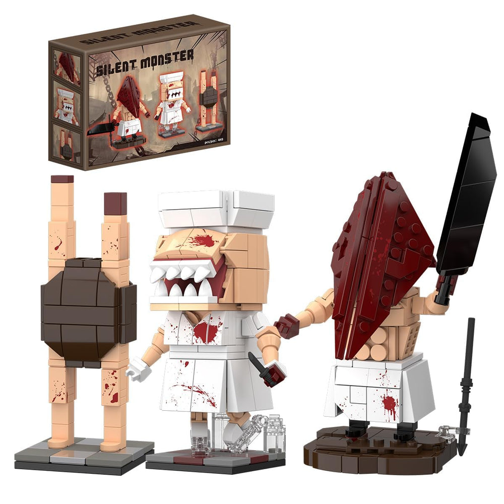 Generic 3-in-1 Silent Monster Building Blocks with red Pyramid Head figure for immersive play.