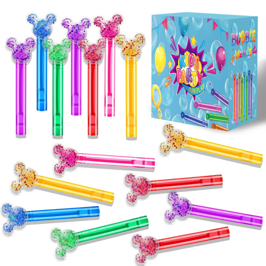Generic Glitter Bubble Wands 24-pack in multi colors for party favors.