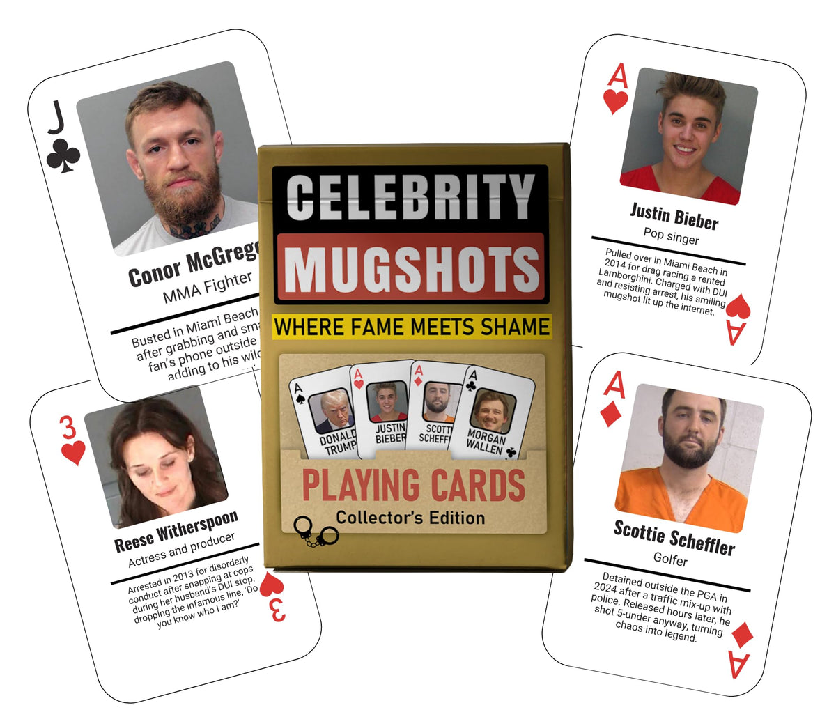 Generic Celebrity Mugshot Deck cover image, perfect novelty gift for game nights and pop culture humor.