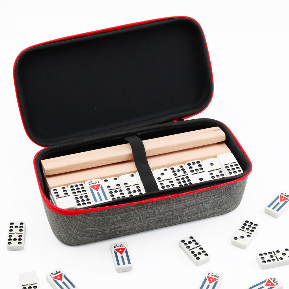 Generic Cuban culture-inspired domino set evokes nostalgic gatherings