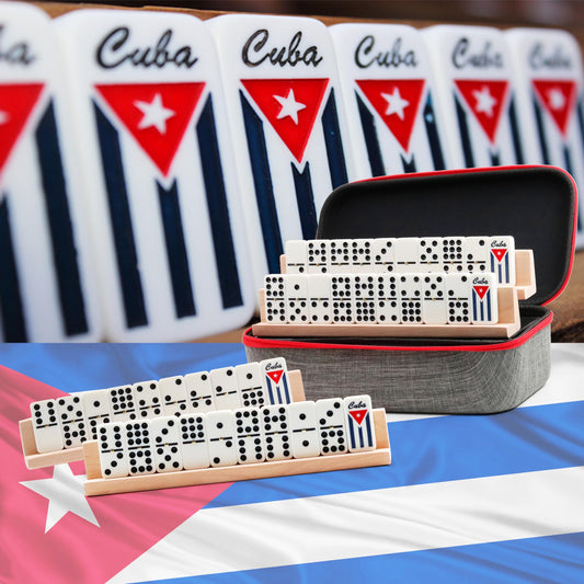 Generic Cuban dominoes double nine tiles with Cuban flag engravings for authentic play