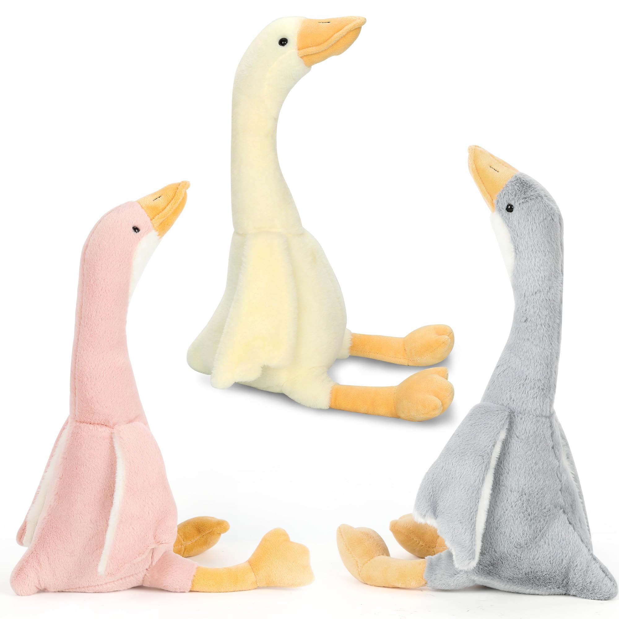 Generic goose plush trio displayed together for decor and cuddly play.