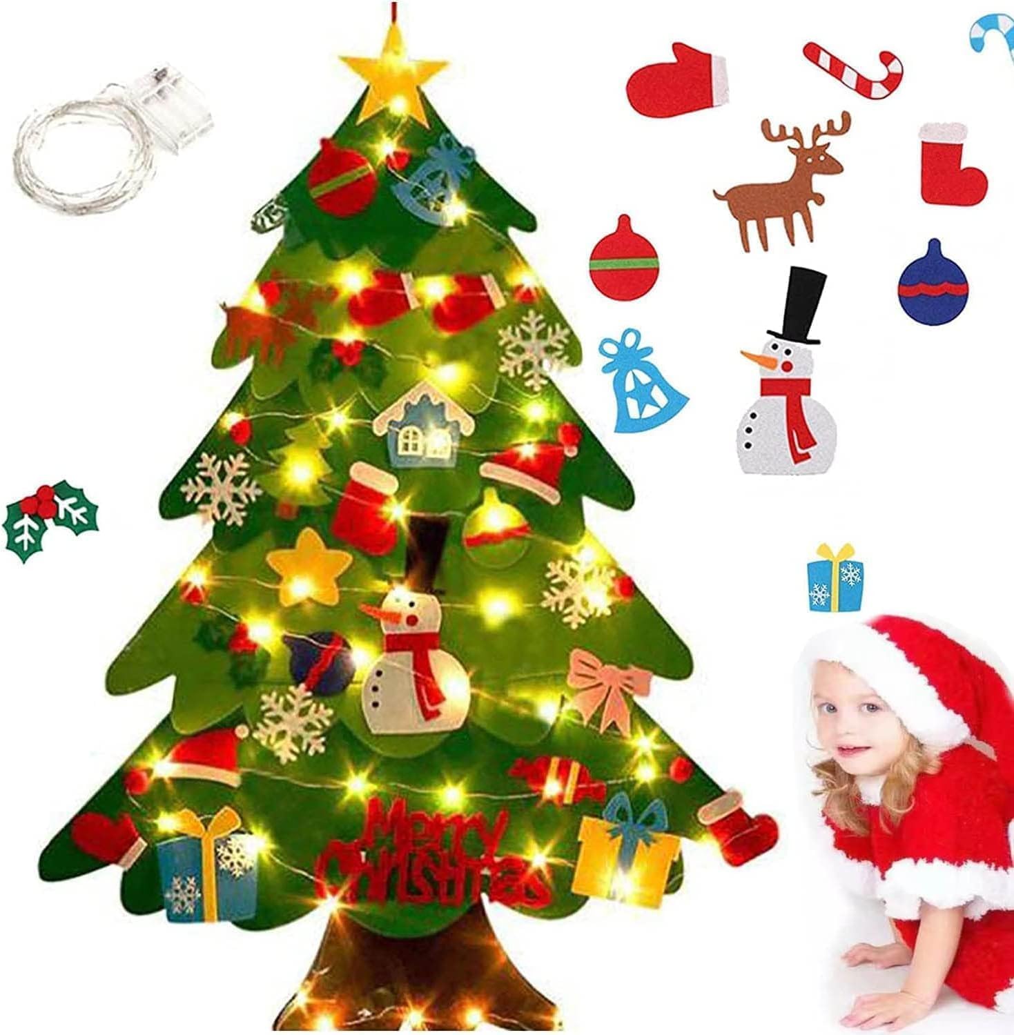 Kids decorating the felt tree in a playroom setting