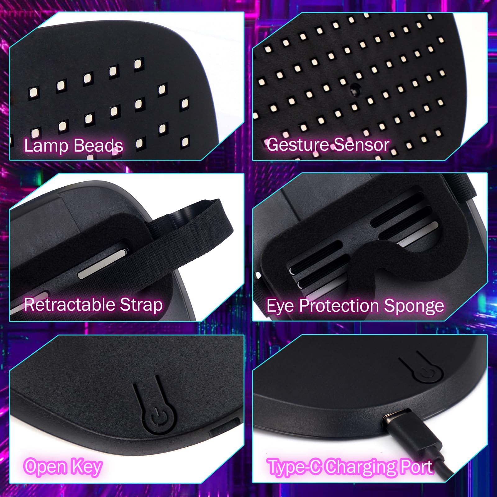 Generic LED mask ideal for Halloween and cosplay events.