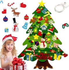 Generic Montessori felt Christmas tree mounted on wall for interactive decorating