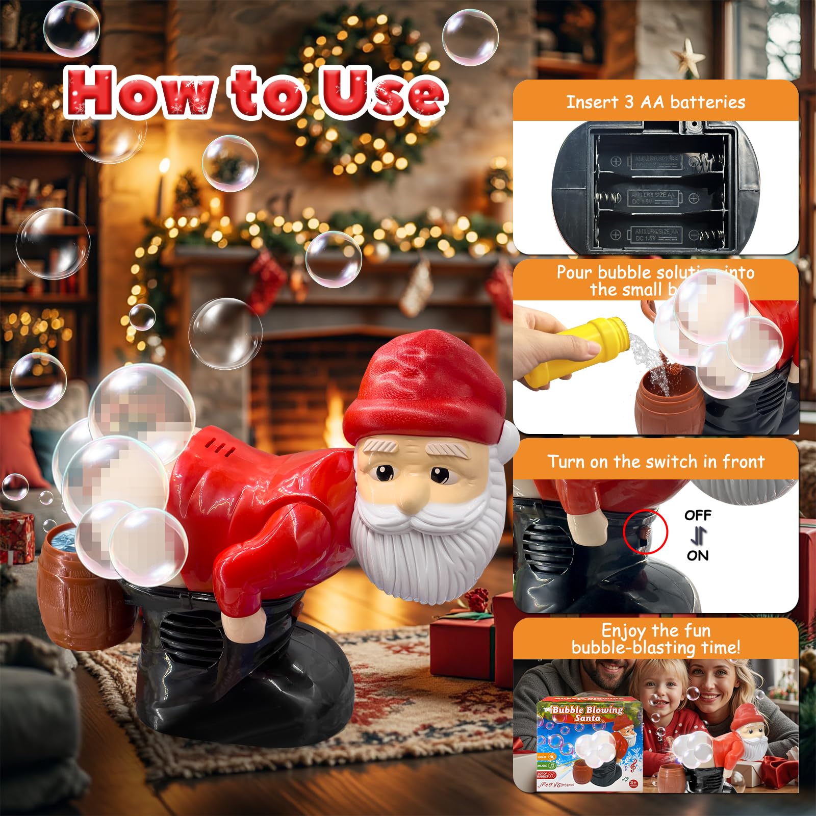 Generic Santa bubble blower dancing Santa offers interactive fun for kids.
