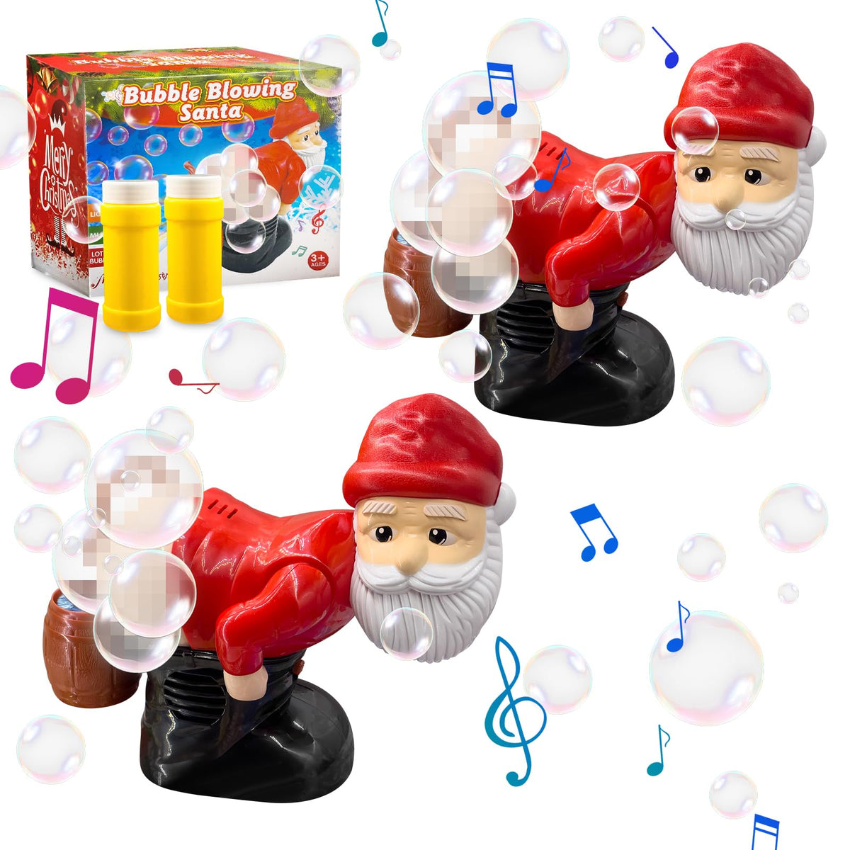 Generic Santa bubble blower front view showing festive charm for gatherings.