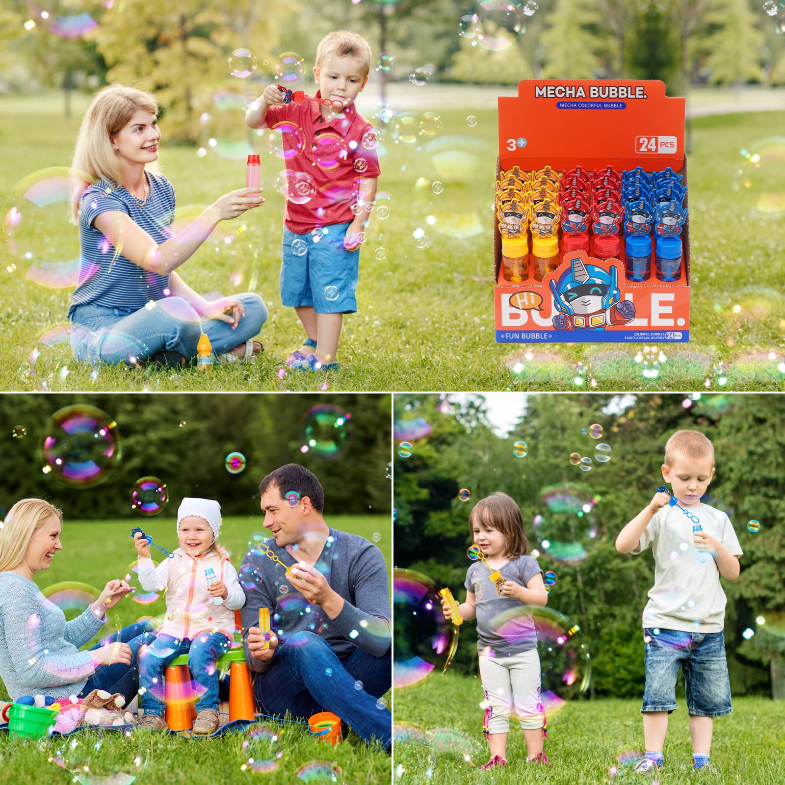Generic Transform Robot bubble wand highlights 1.2 oz solution and tall 5.6 inch wand.