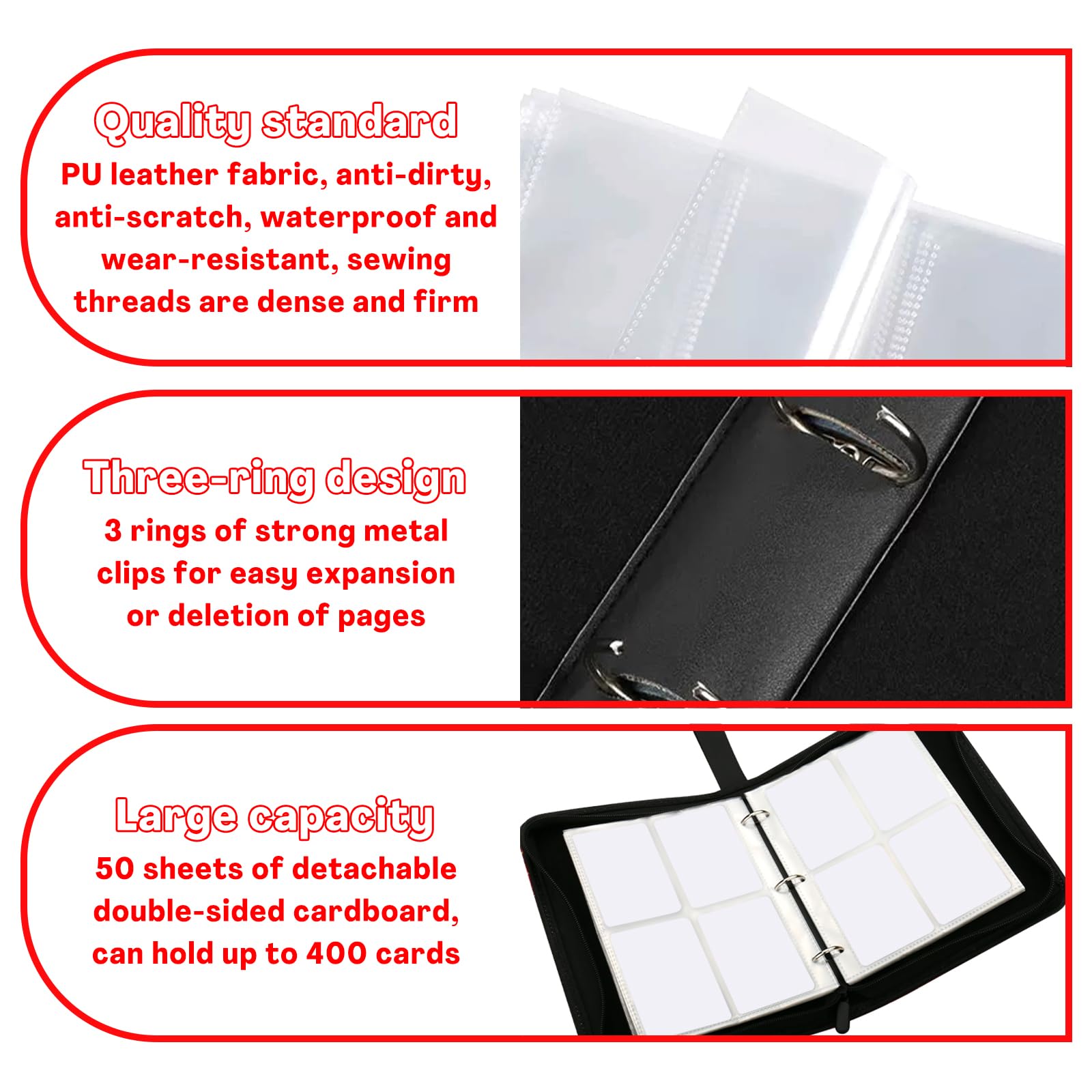 Generic binder features a wrist strap for easy transport at events.
