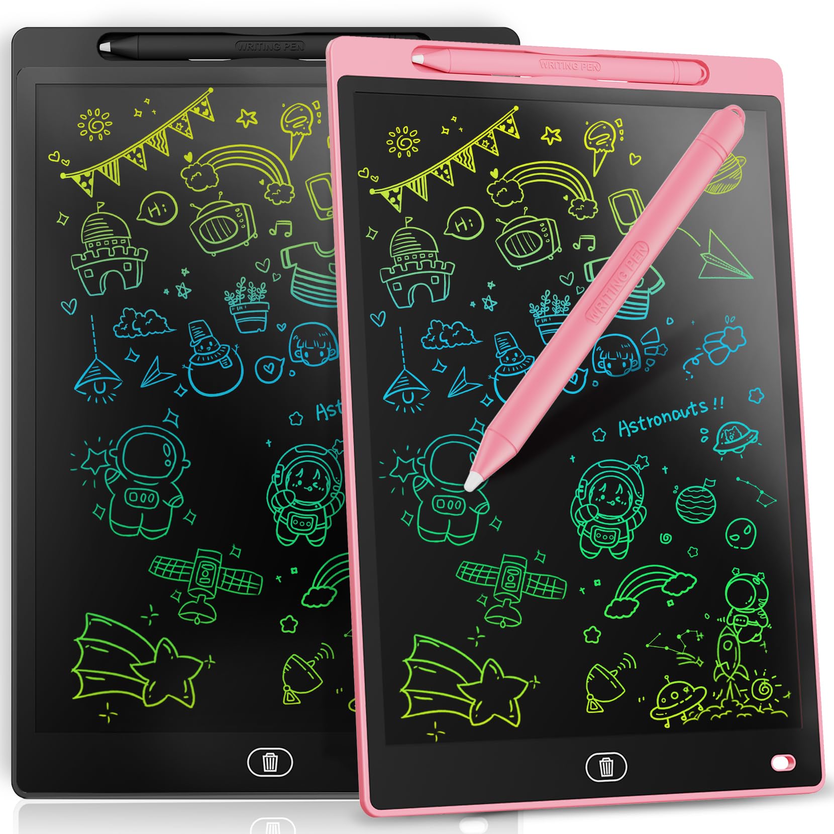 Genialba front view of pink and black tablets showing colorful displays and portability benefit