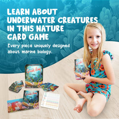 Genius Games Ecosystem Coral Reef card types illustrate predators, prey, producers for balanced strategy.