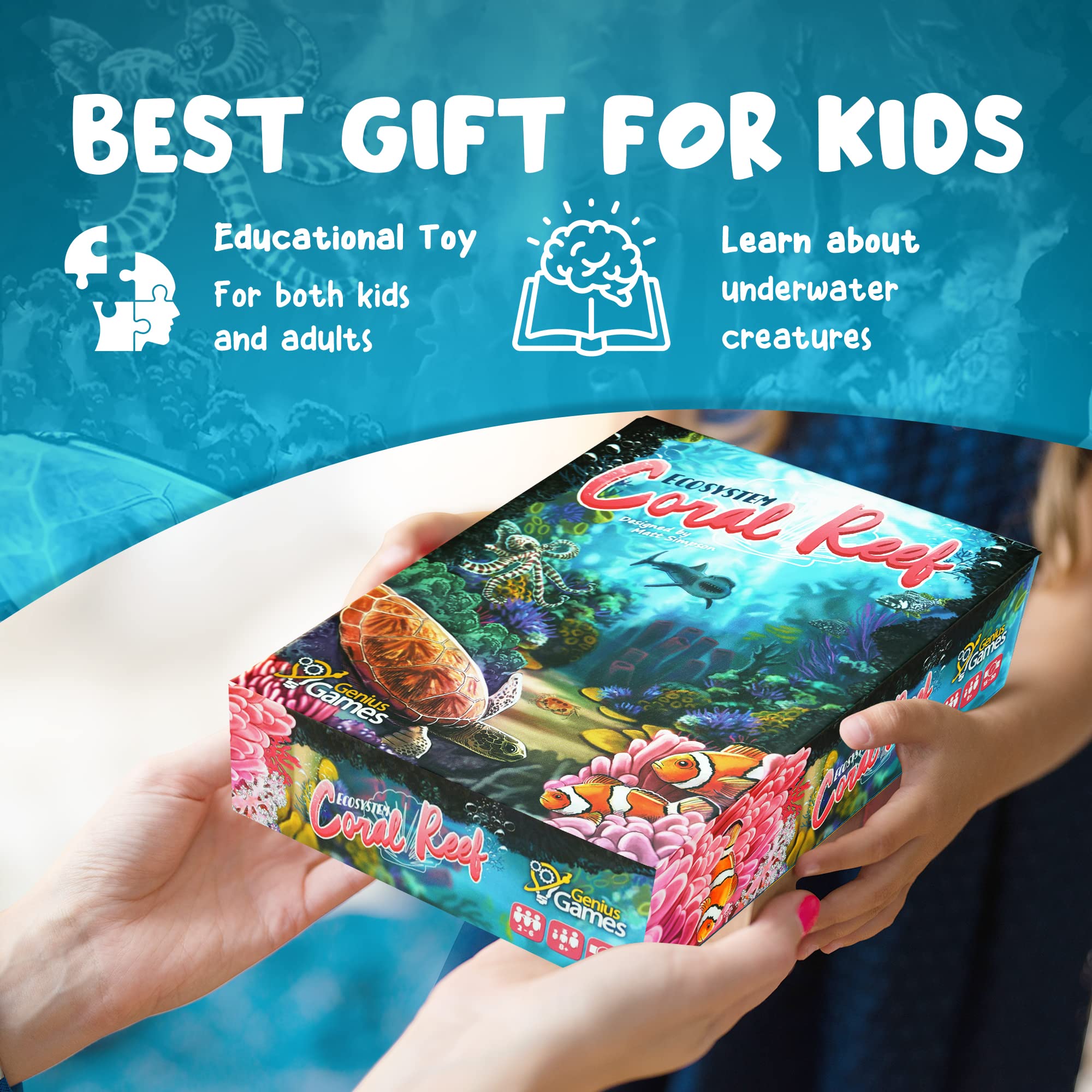 Genius Games Ecosystem Coral Reef replayable family game night with varied ecosystems.
