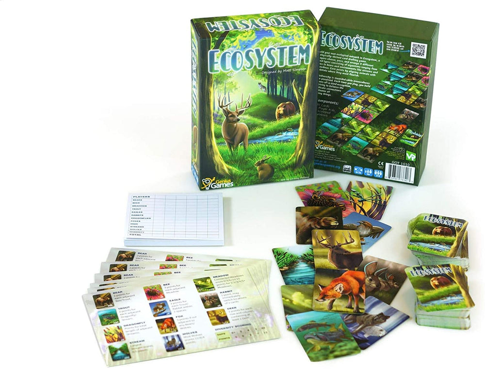 Genius Games Ecosystem stream-meadow habitat showing interconnected species