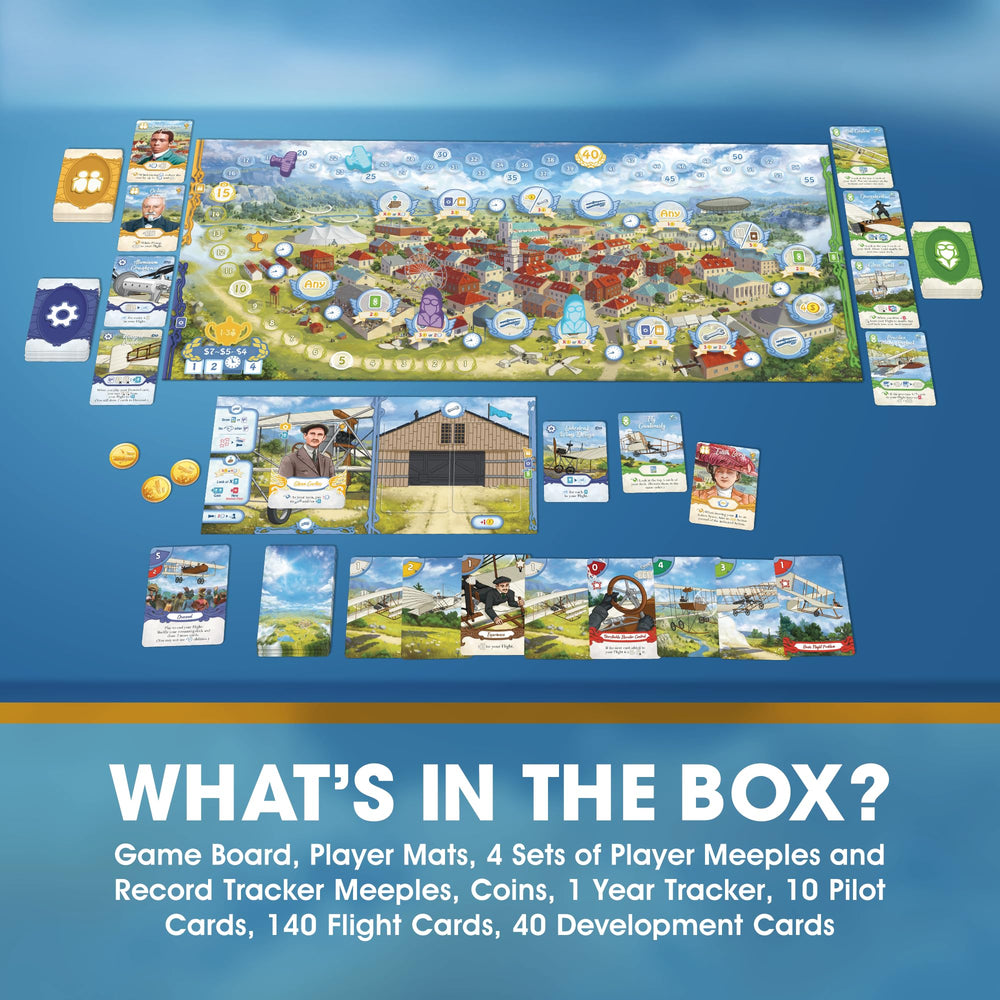 Genius Games First In Flight card art emphasizing strategic choices for aviation history fans.
