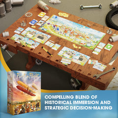 Genius Games First In Flight game scene conveys engaging head-to-head strategy.