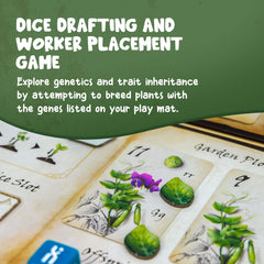 Genius Games Genotype shows dice slots and Punnett Square options for planning.