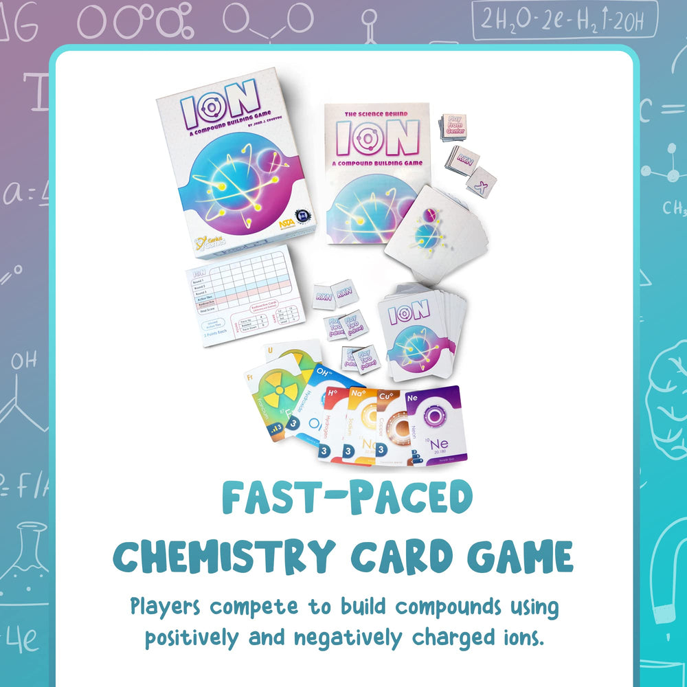 Genius Games Ion noble gases scoring cards during a round.