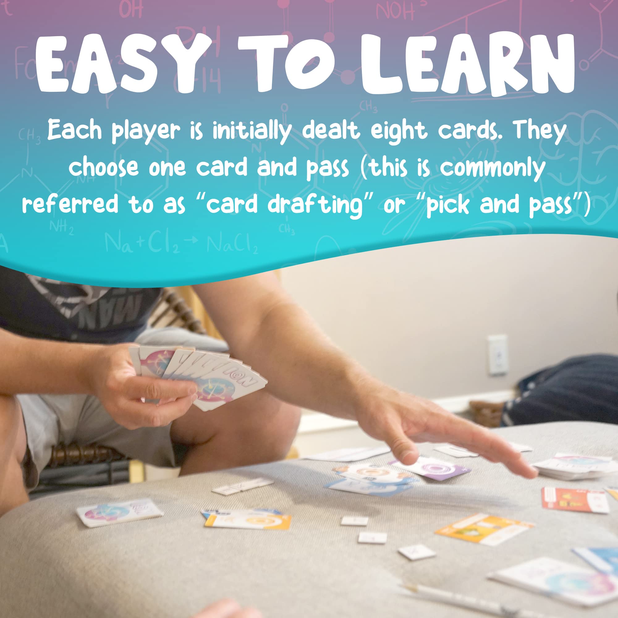Genius Games Ion Science Behind booklet connects in-game ideas to chemistry.