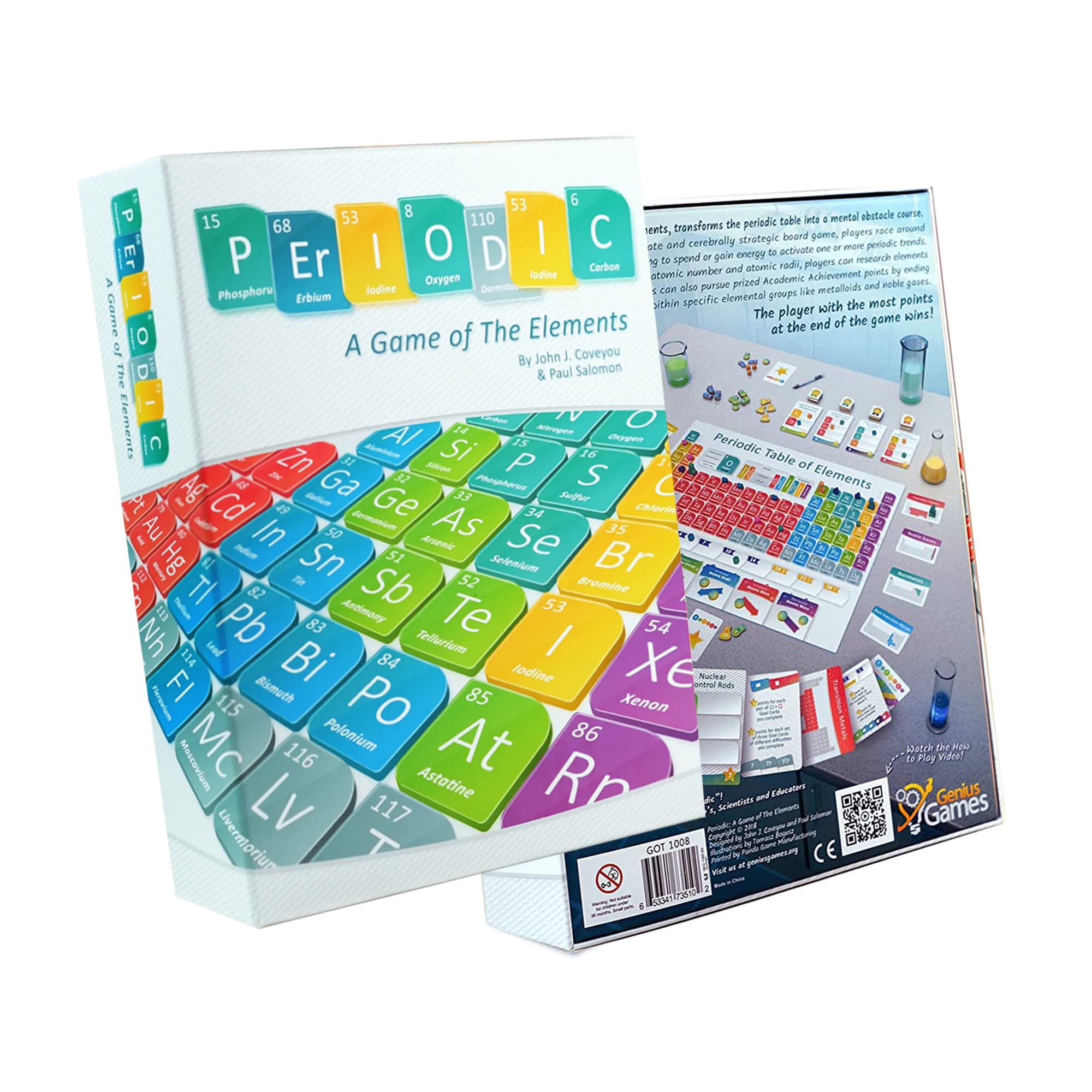 Genius Games Periodic table board game cover—engaging STEM activity for classrooms and families.