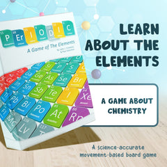Genius Games Periodic table board game play area—dynamic setup for strategic element discovery.