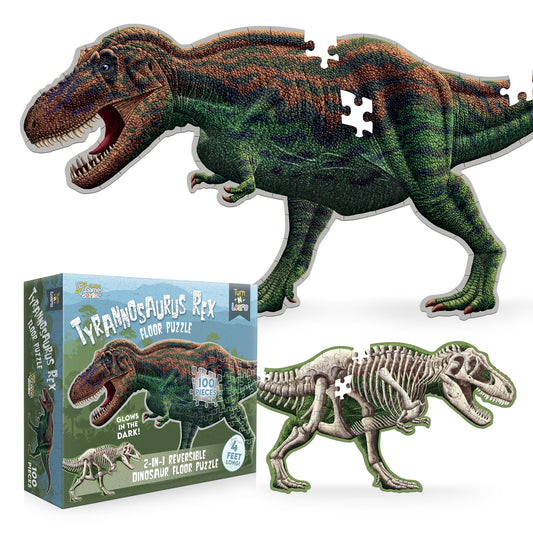 Genius Games Tyrannosaurus Rex 4ft puzzle front view for collaborative family play.