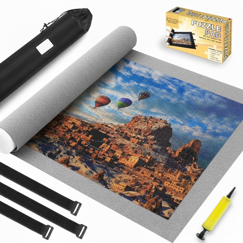Genovega Jigsaw Mat Roll-Up in gray, ideal for large puzzles and safe storage.