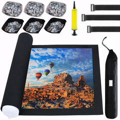 Genovega Puzzle Mat Roll Up with sorter trays keeps pieces organized during assembly.