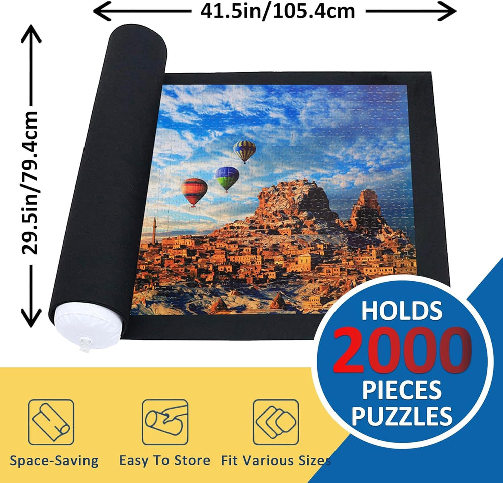 Genovega Puzzle Mat Roll Up showing two sorter trays for piece organization.