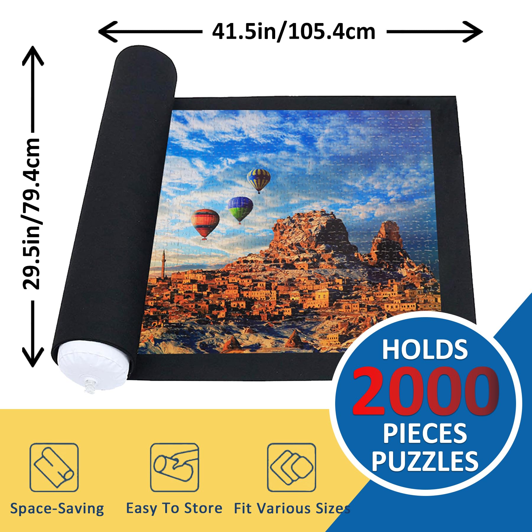 Genovega Puzzle Mat Roll Up unrolled on a table for puzzle assembly.