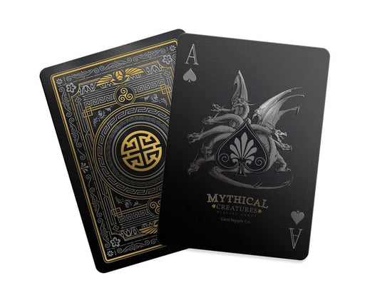 GENT SUPPLY CO Mythical Creatures playing cards front view with hand-drawn art for collectors.