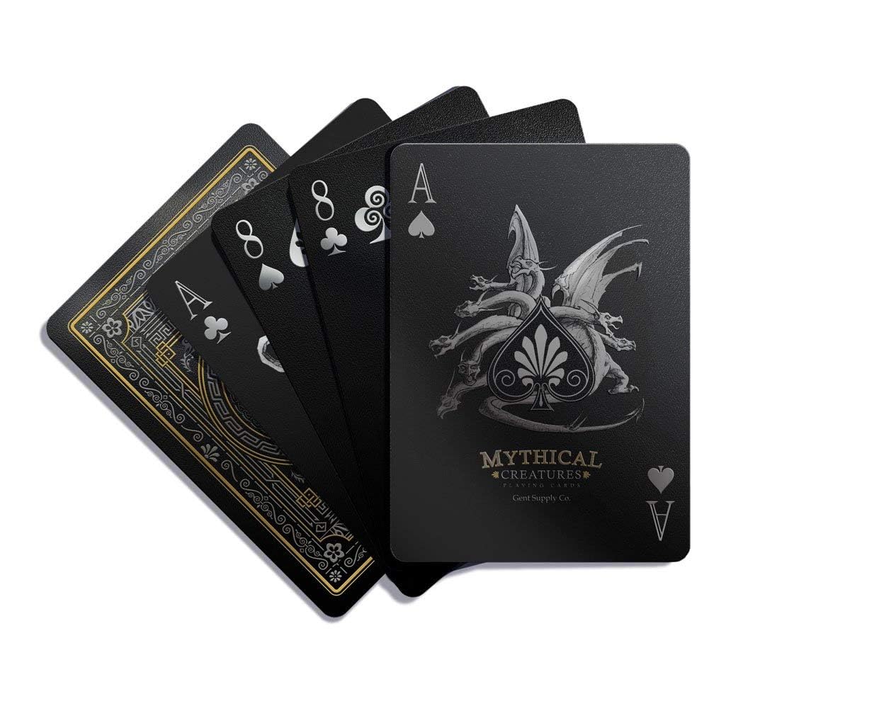 GENT SUPPLY CO Mythical Creatures playing cards gold-foil box elevates gifting and display.