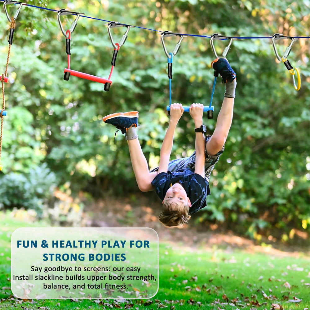 Gentle Booms Sports Ninja Warrior monkey fist adds swinging fun and grip practice.