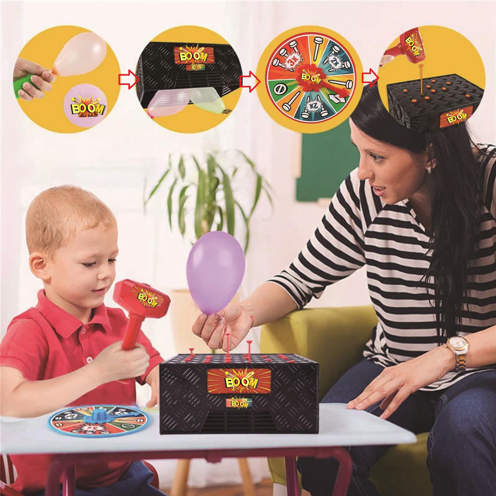 Geojec Pop Balloon Game spinner in action showing random play twists.
