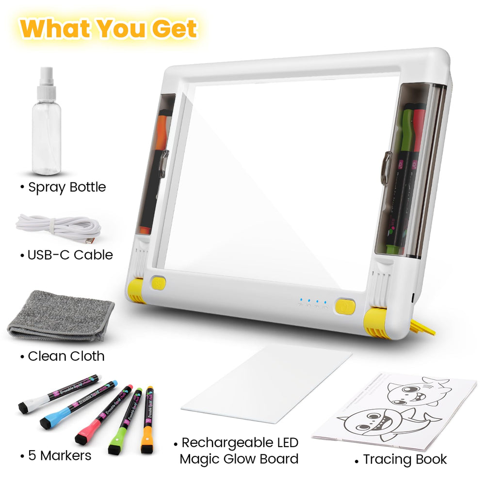 Geokay Lumiboard spray-bottle-and-cloth cleans the surface after sessions