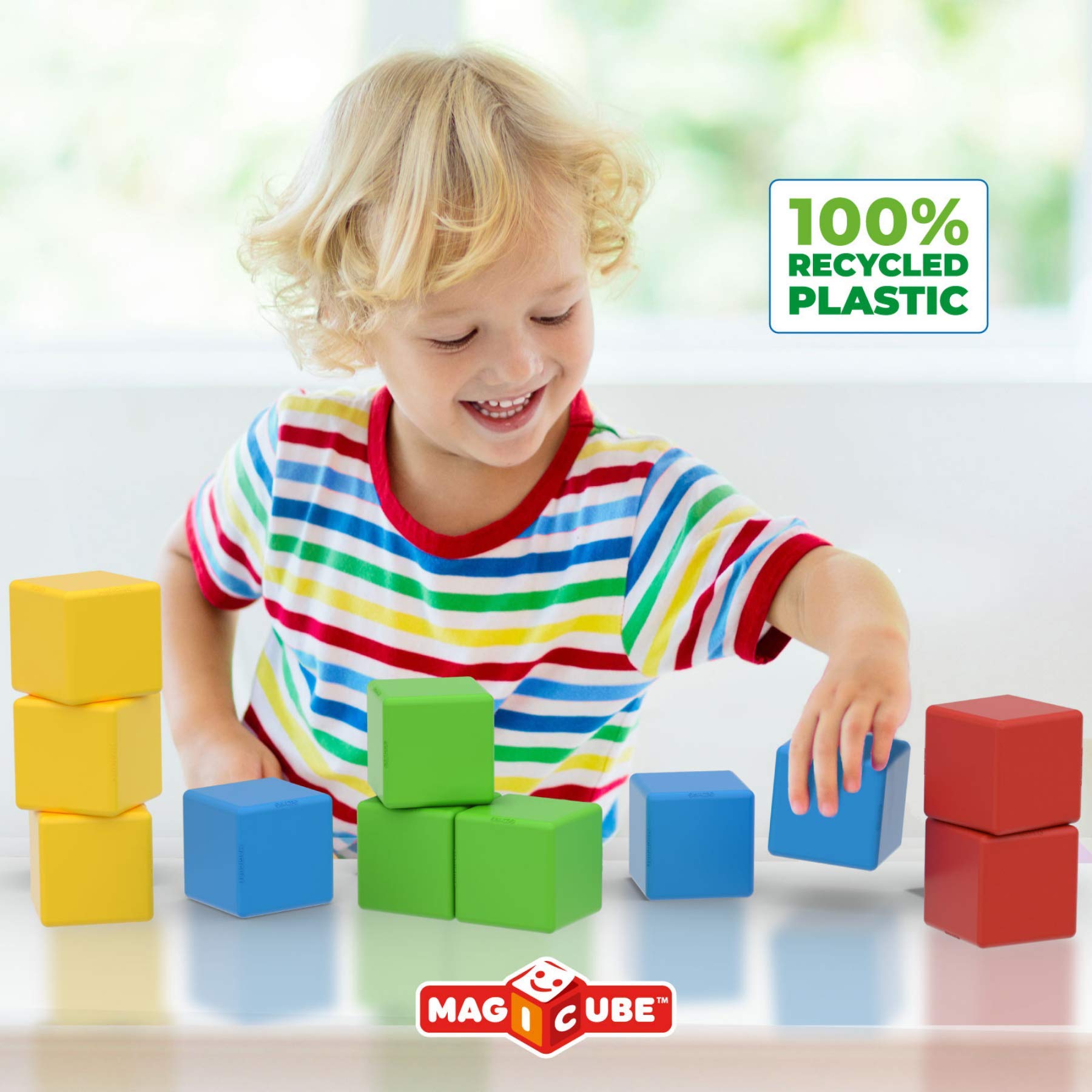 Gift-ready packaging highlights educational benefits of Geomag Magicube.
