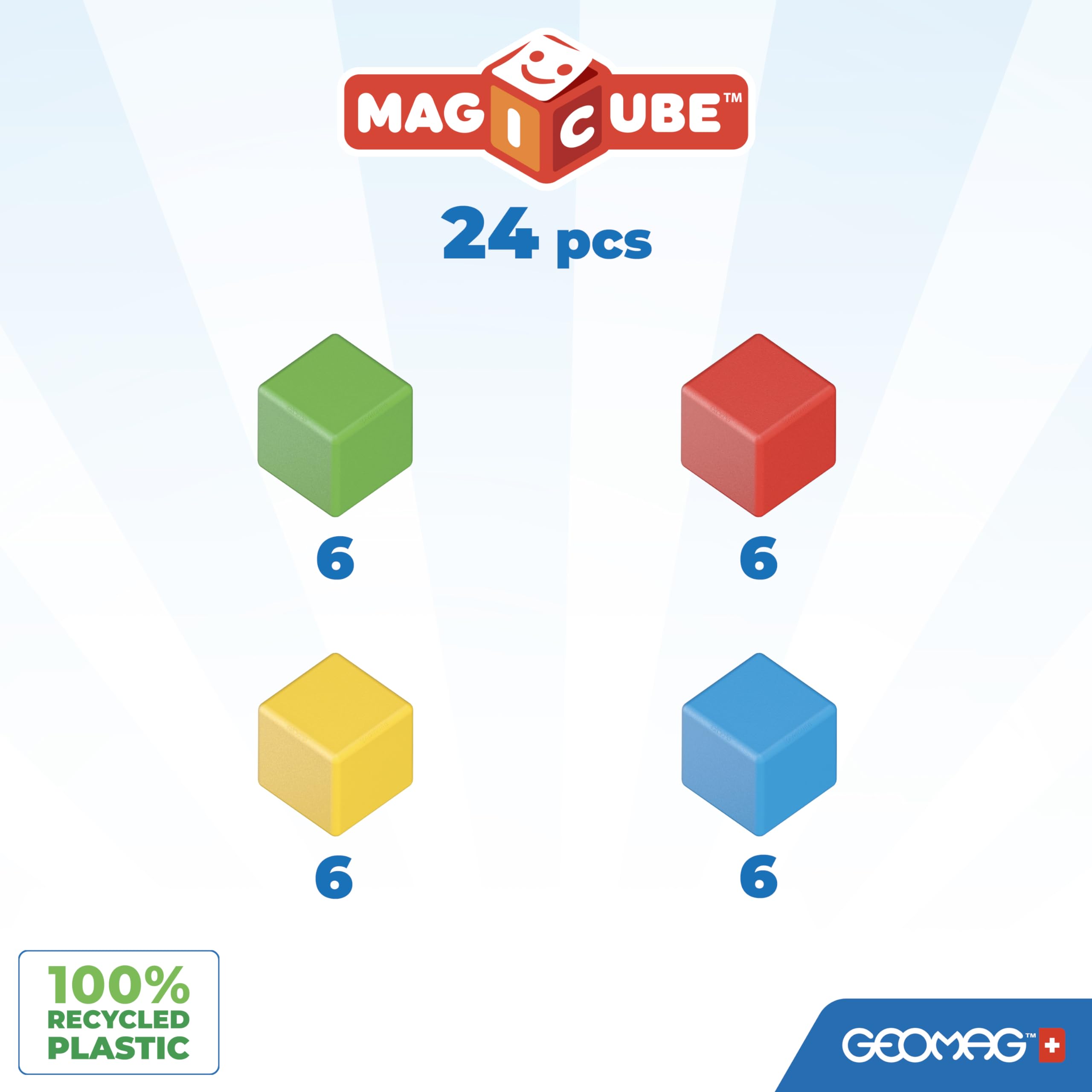 Geomag Magicube all-sides connect design enables stable, frustration-free stacking for toddlers.