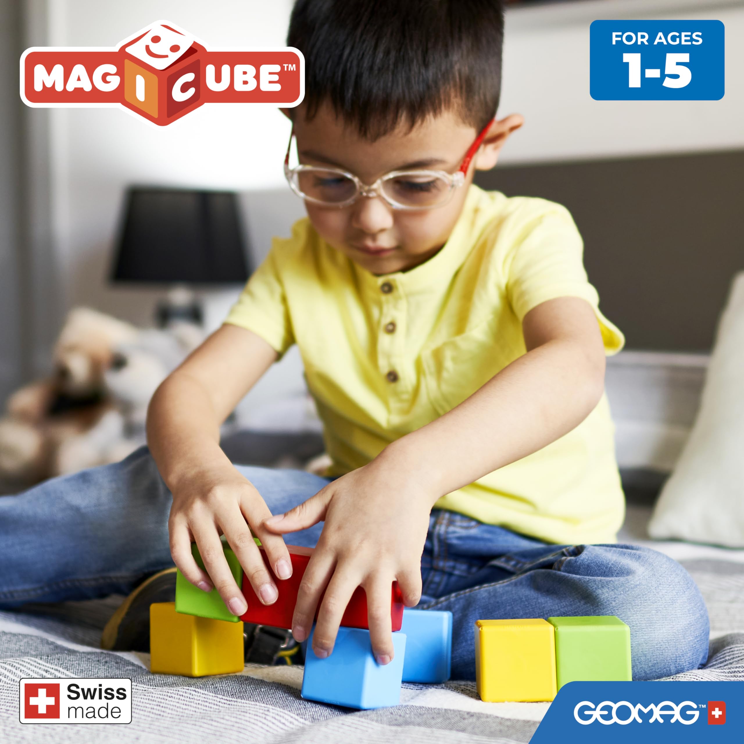 Geomag Magicube durable construction stands up to rough toddler handling.