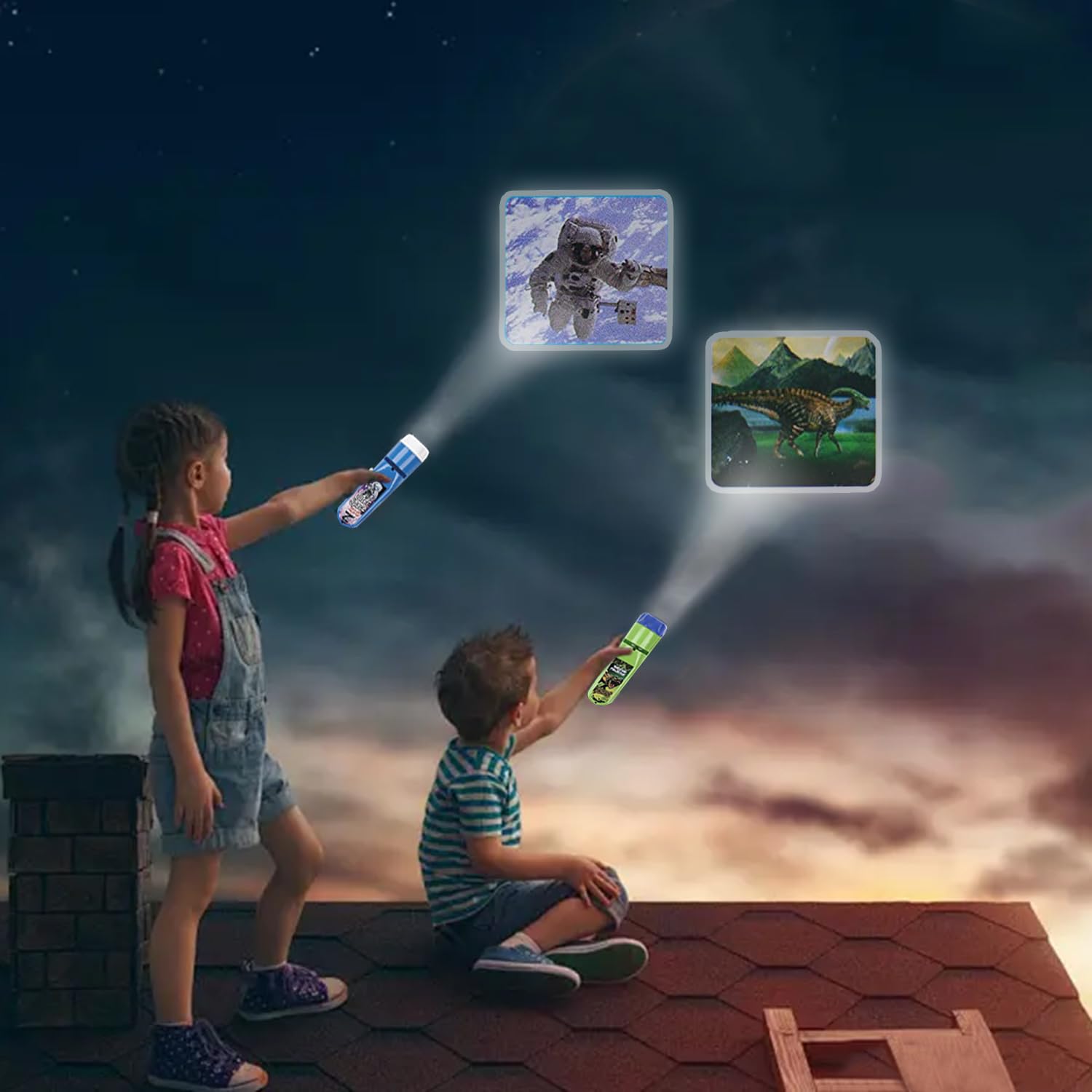Georgie Porgy projector with disc-planet images for nighttime learning.